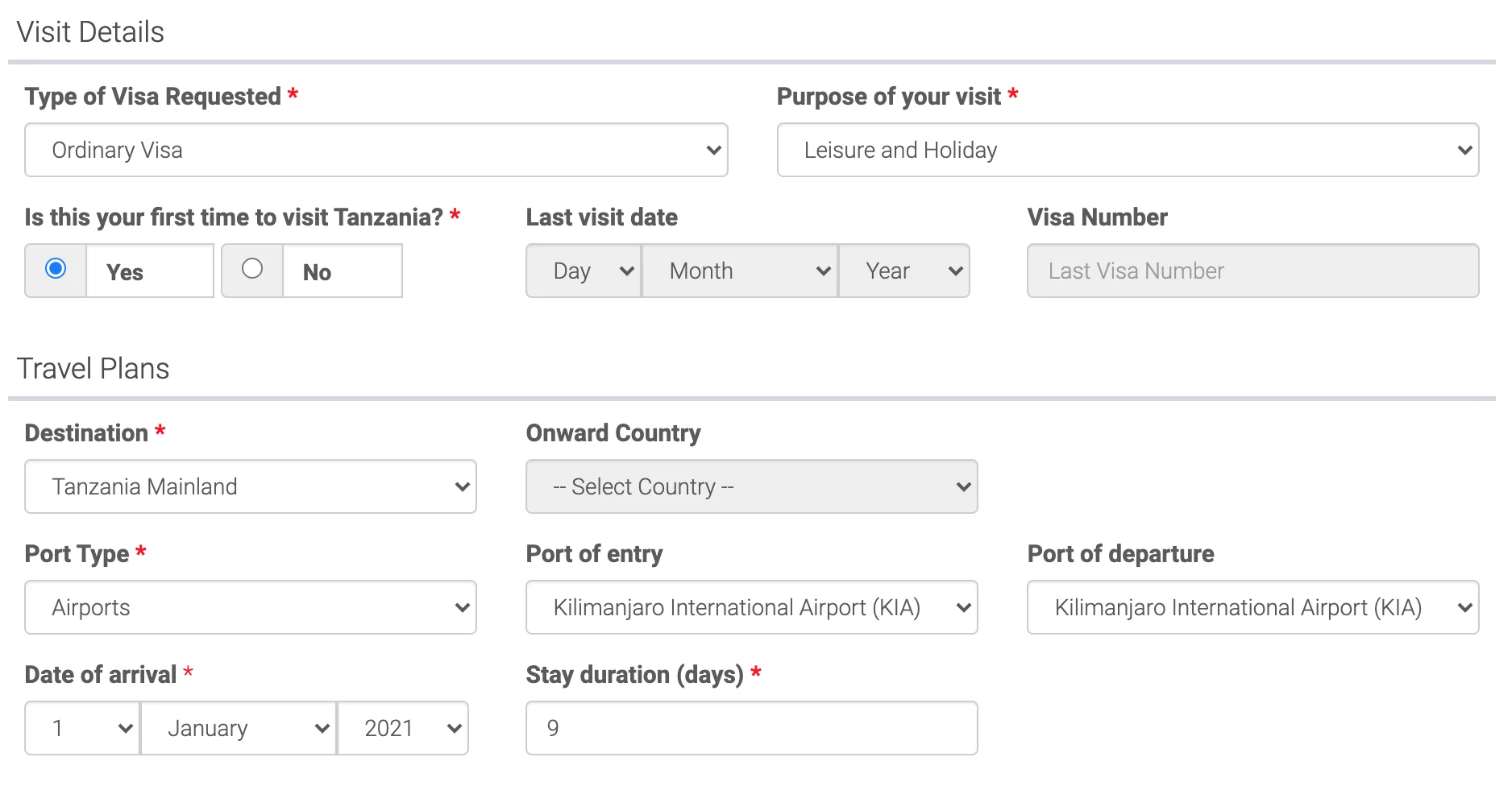 Visit details