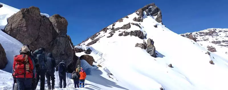 On the summit ridge between Gilman's and Stella Point on the TK Lemosho Route.