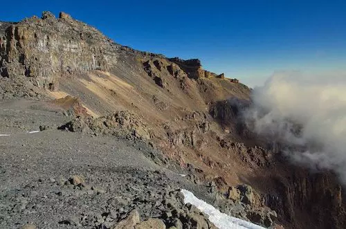 Looking down into Kilimanjaro's Western Breach