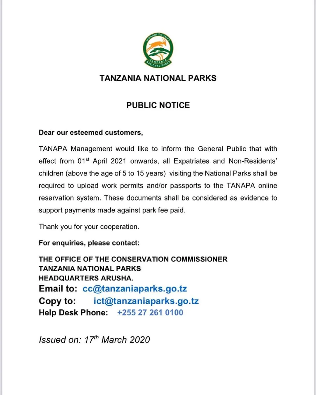 Proof of Eligibility for Kilimanjaro Resident Rates