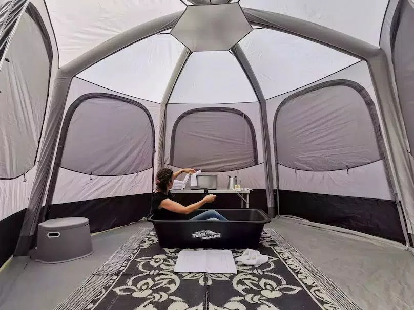 A VIP bathroom tent on Kilimanjaro