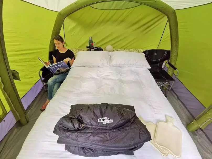 A VIP bedroom tent on Kilimanjaro